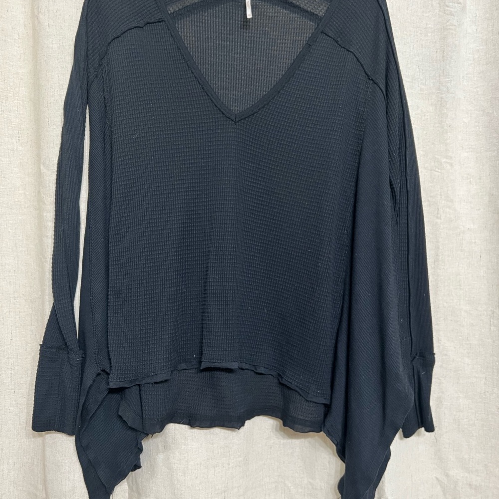 FP Movement by Free People Navy V-Neck Blouse